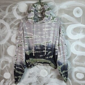 YOUNG FABULOUS & BROKE Lilac Gray Green Tie Dye Oversized Hoodie Sz S/M CozyCore